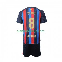 Camisola FC Barcelona Pedri 8 Criança Equipamento Primeiro 2022-2023 Manga Curta